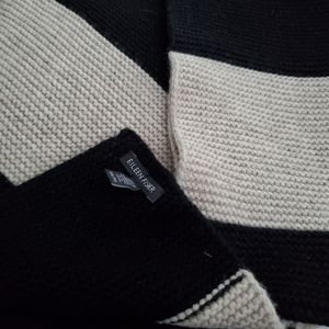 Eileen Fisher chunky designer black and tan scarf!